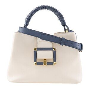 Bally Janelle JORAH Handbag, Women's, Leather Shoulder Bag, White/Blue, 2-Way...